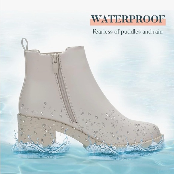 White Chunky Heel Chelsea Ankle Boots Round Toe Slip On Women’s Size 8 - Picture 11 of 15